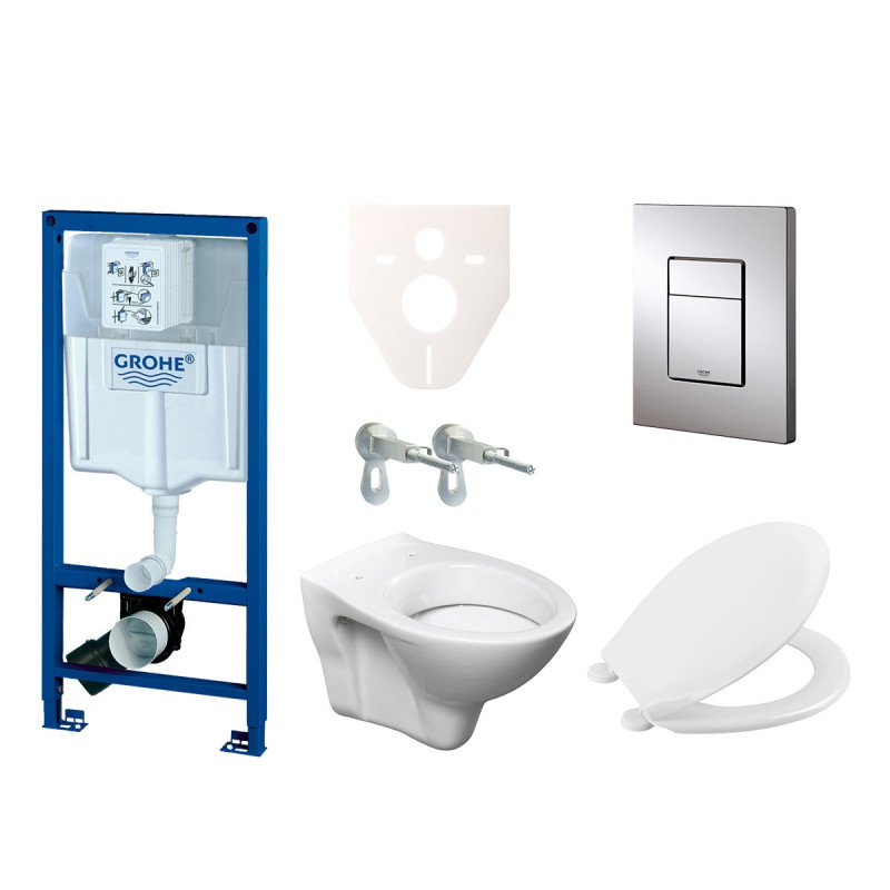Cenově zvýhodněný závěsný WC set GROHE do lehkých stěn / předstěnová montáž+ WC S-Line S-line Pro 38528SET-KR