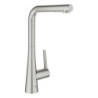 Dřezová baterie GROHE Zedra s vytahovací sprškou, 2 proudy supersteel 32553DC2