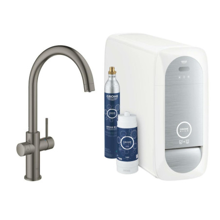 Dřezová baterie GROHE Blue Home s filtrem kartáčovaný Hard Graphite 31455AL1