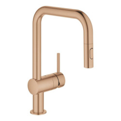 Dřezová baterie GROHE Minta s vytahovací sprškou, 2 proudy Warm Sunset 32322DL2