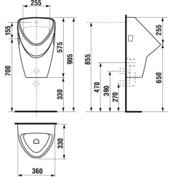Pisoár závěsný Jika Livo zadní odpad H8402000000001