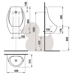 Pisoár závěsný Jika Domino spodní odpad H8411010000001