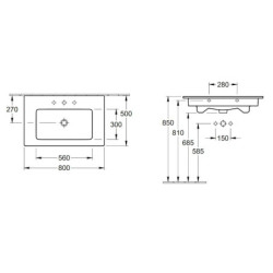 Umyvadlo Villeroy & Boch Venticello 80x50 cm 41048L01