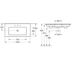Umyvadlo Villeroy & Boch Venticello 100x50 cm 4104ALR1