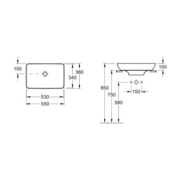 Umyvadlo na desku Villeroy & Boch 55x36 cm 411355R1