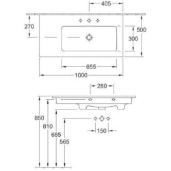 Umyvadlo Villeroy & Boch Venticello 100x50 cm 4134R101