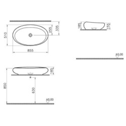 Umyvadlo na desku VitrA Istanbul 85,5x51 cm bez otvoru pro baterii 4446-403-0016
