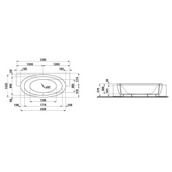 Asymetrická vana Laufen Alessi Dot 203x102 cm akrylát H2449700000001