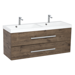 Koupelnová skříňka s dvojumyvadlem SAT Cube Way 120x40 cm dub wellington CUBE2120ZDW