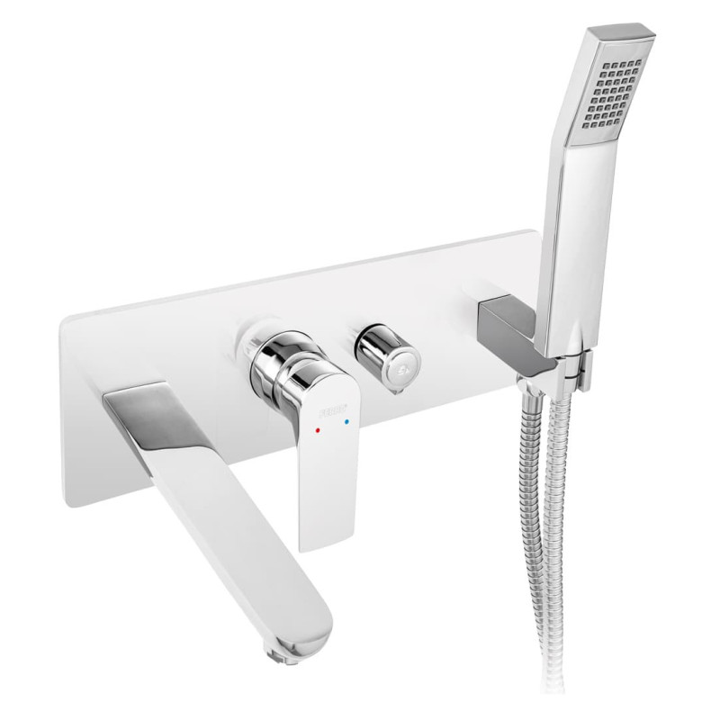 Sprchová a vanová baterie Novaservis Algeo Square včetně podomítkového tělesa chrom BAQ11P