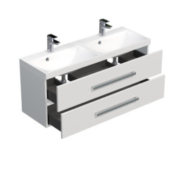Koupelnová skříňka s dvojumyvadlem SAT Cube Way 120x40 cm bílá lesk CUBE2120ZBL