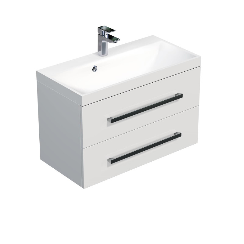 Koupelnová skříňka s umyvadlem SAT Cube Way 80x40 cm bílá lesk CUBE280ZBL