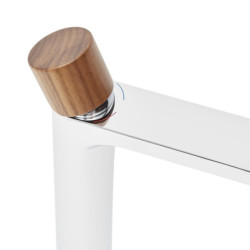 Vysoká umyvadlová baterie SAT Fusion bez výpusti páka tmavé dřevo SATBSFU285DT