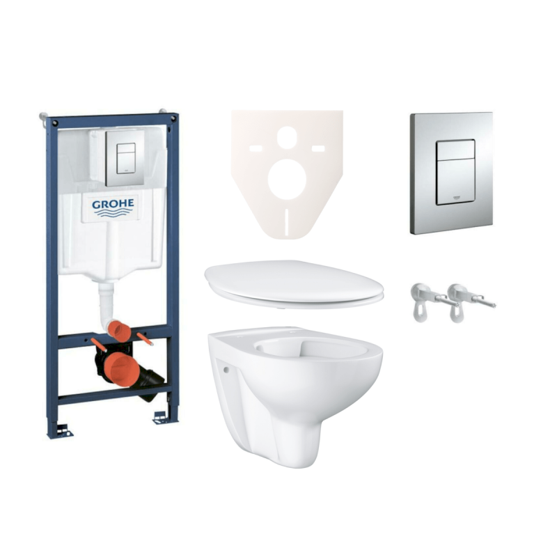 Cenově zvýhodněný závěsný WC set GROHE do lehkých stěn / předstěnová montáž+ WC GROHE Bau Ceramic SIKOGRS3G0