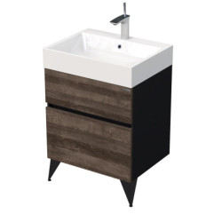Koupelnová skříňka pod umyvadlo Naturel Luxe 60x56x46 cm černá břidlice/dřevo lesk LUXE60CDLBU