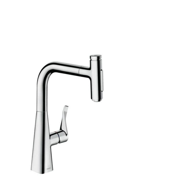 Dřezová baterie Hansgrohe Metris s vytahovací sprškou, 2 proudy chrom 73817000