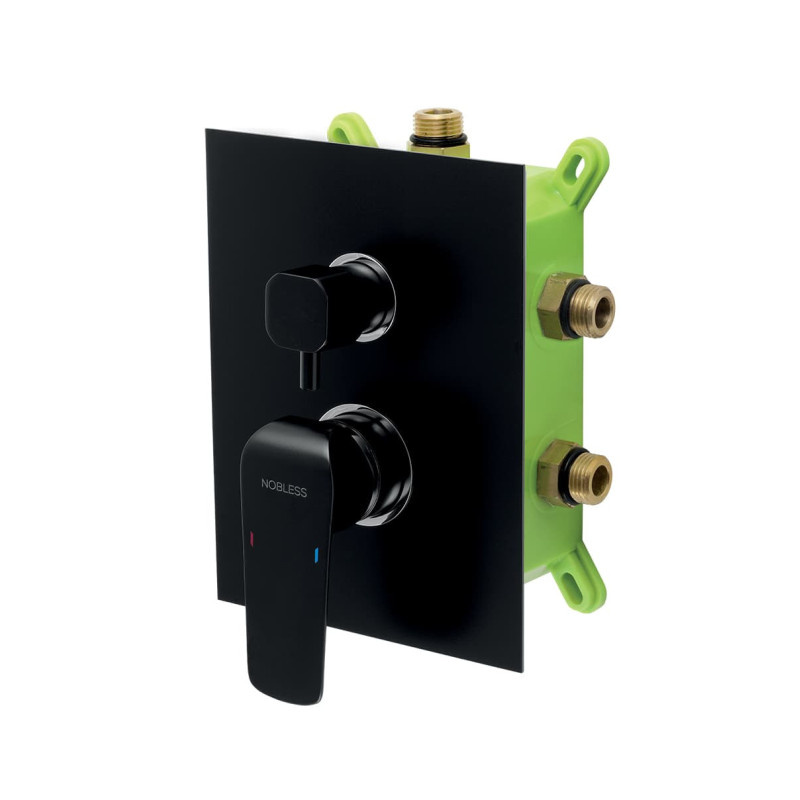 Sprchová a vanová baterie Novaservis Nobless Tina včetně podomítkového tělesa černá/chrom BOX38051RX,5