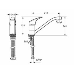 Dřezová baterie Jika Talas s otočným raménkem chrom H3511N10042301