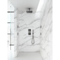 Hlavová sprcha GROHE Rainshower Cube strop včetně sprchového ramena Hard Graphite 26566A00