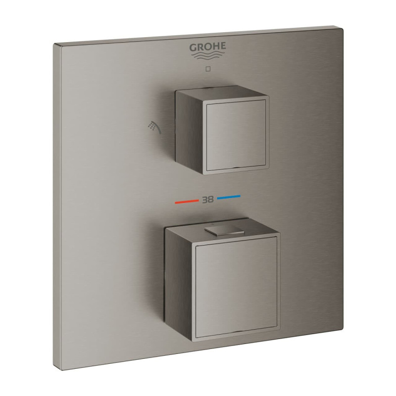 Sprchová a vanová baterie GROHE Grohtherm Cube bez podomítkového tělesa kartáčovaný Hard Graphite 24154AL0