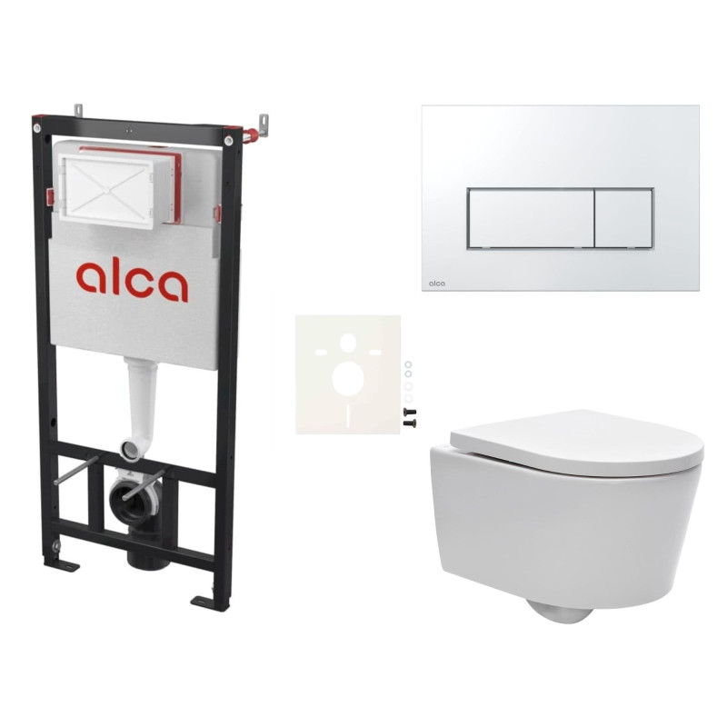 Cenově zvýhodněný závěsný WC set Alca do lehkých stěn / předstěnová montáž+ WC SAT Brevis SIKOASW8