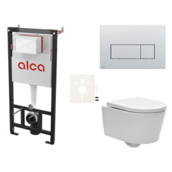 Cenově zvýhodněný závěsný WC set Alca do lehkých stěn / předstěnová montáž+ WC SAT Brevis SIKOASW9