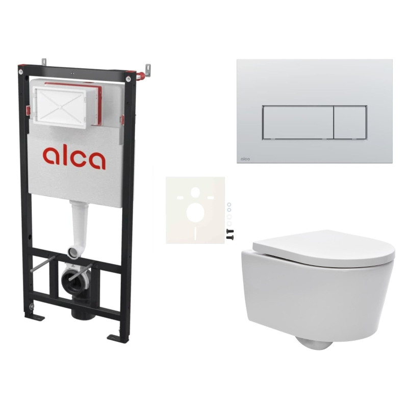 Cenově zvýhodněný závěsný WC set Alca do lehkých stěn / předstěnová montáž+ WC SAT Brevis SIKOASW9
