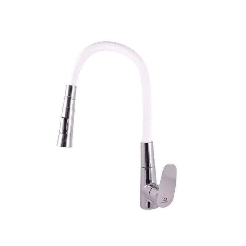 Dřezová baterie RAV SLEZÁK Amur se silikonovým ramínkem bílá/chrom AM719.0/12B