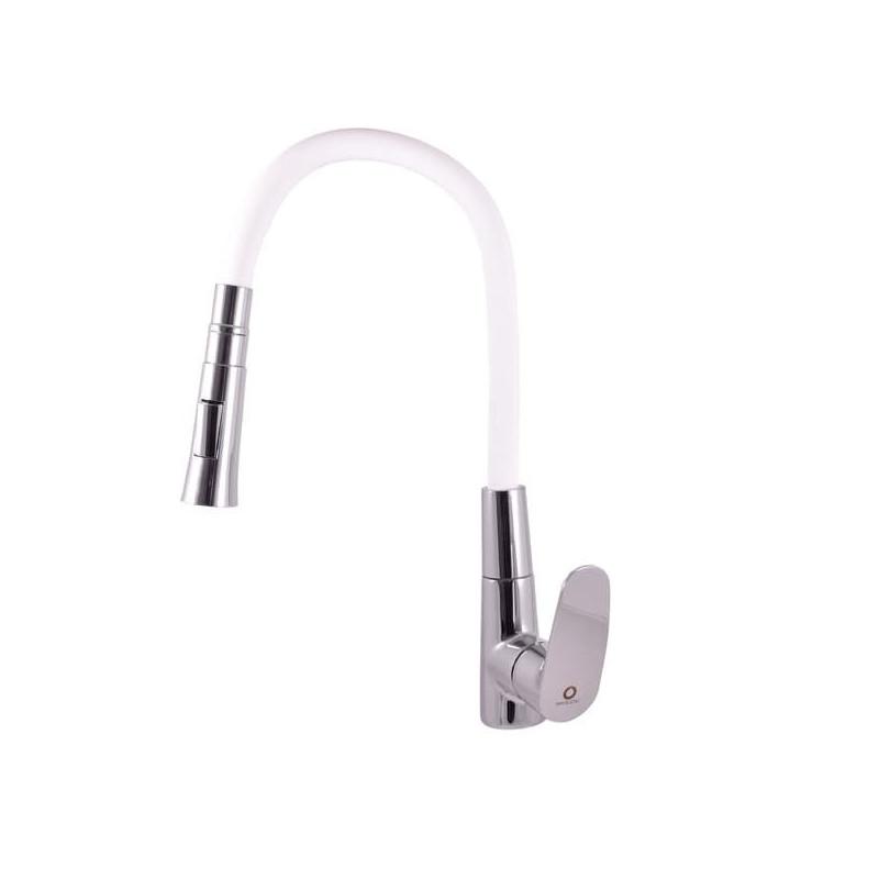 Dřezová baterie RAV SLEZÁK Amur se silikonovým ramínkem bílá/chrom AM719.5/12B