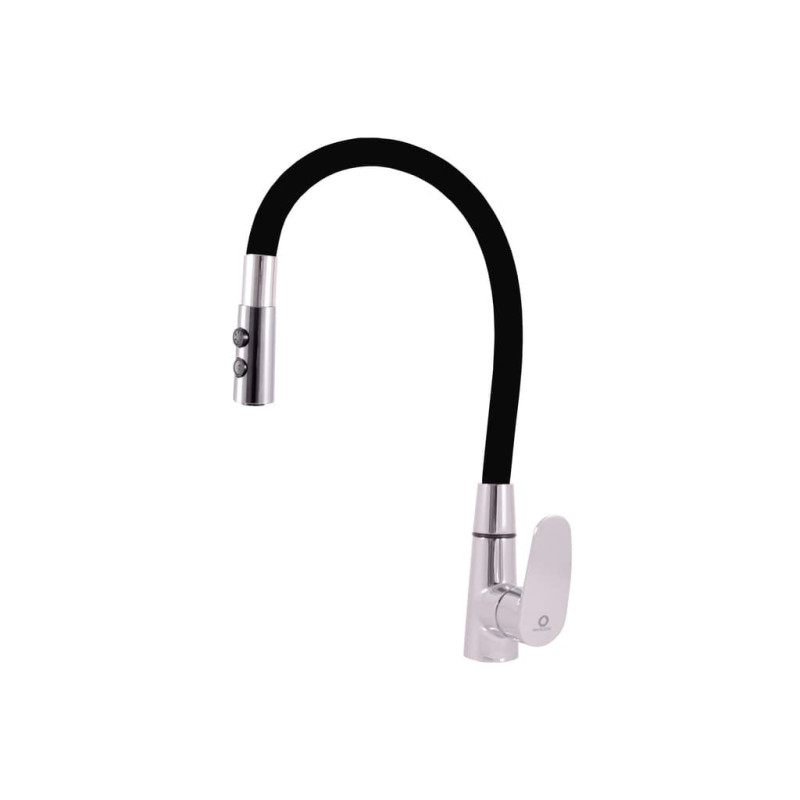 Dřezová baterie RAV SLEZÁK Amur se silikonovým ramínkem černá/chrom AM719.5/12C