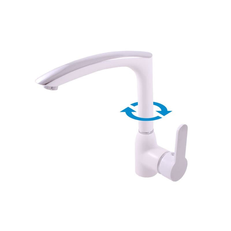 Dřezová baterie RAV SLEZÁK Zambezi s otočným ramínkem bílá/chrom ZA007.0/7CB