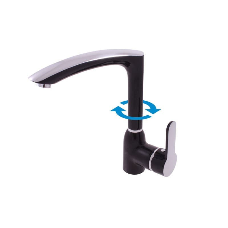 Dřezová baterie RAV SLEZÁK Zambezi s otočným ramínkem černá/chrom ZA007.5/7CC