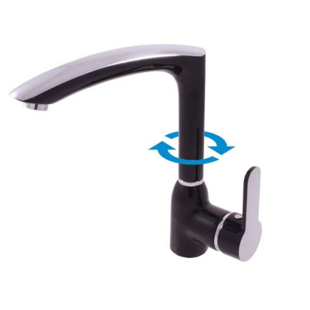 Dřezová baterie RAV SLEZÁK Zambezi s otočným ramínkem černá/chrom ZA007.5/7CC