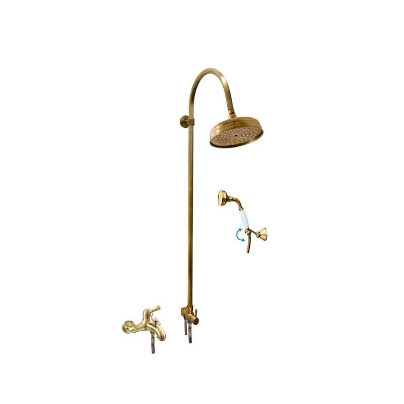 Vanová baterie RAV SLEZÁK Labe se sprchovým setem 150 mm stará mosaz L054.5/3SM