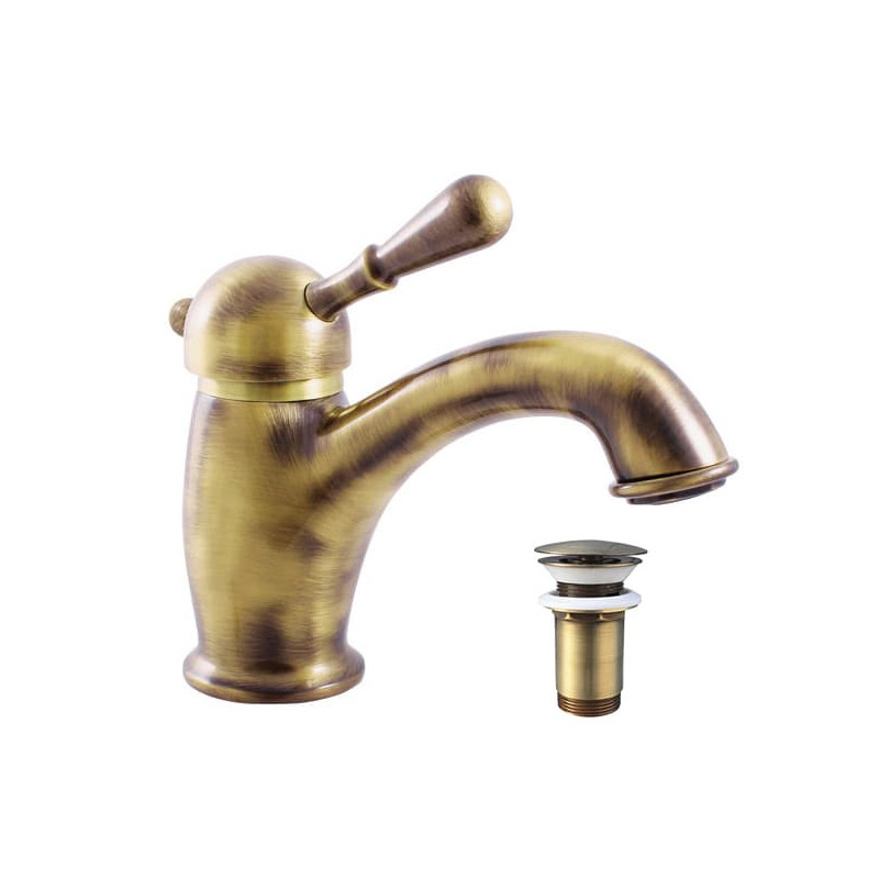 Umyvadlová baterie RAV SLEZÁK Labe s clic-clacem stará mosaz L027.0SM