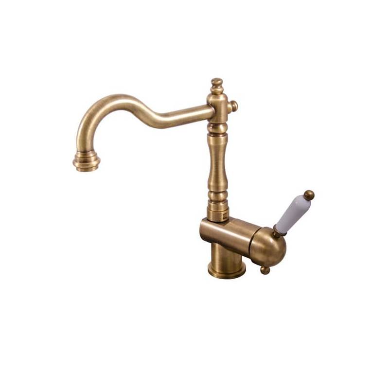 Dřezová baterie RAV SLEZÁK Labe s otočným ramínkem stará mosaz L508.5/8SM