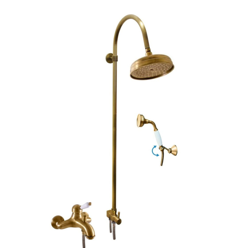Vanová baterie RAV SLEZÁK Labe se sprchovým setem 150 mm stará mosaz L554.5/3SM