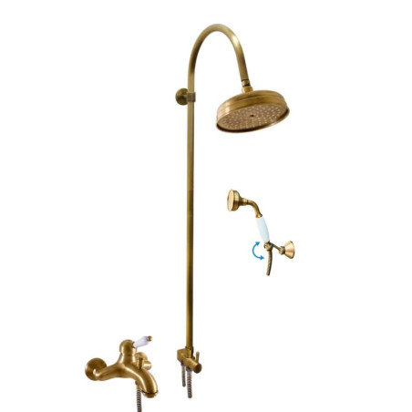 Vanová baterie RAV SLEZÁK Labe se sprchovým setem 150 mm stará mosaz L554.5/3SM