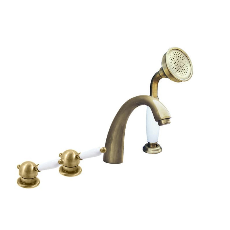 Vanová baterie RAV SLEZÁK Labe se sprchovým setem stará mosaz L576.0PSM