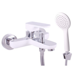 Vanová baterie RAV SLEZÁK Yukon se sprchovým setem 150 mm bílá/chrom YU154.5/1CB