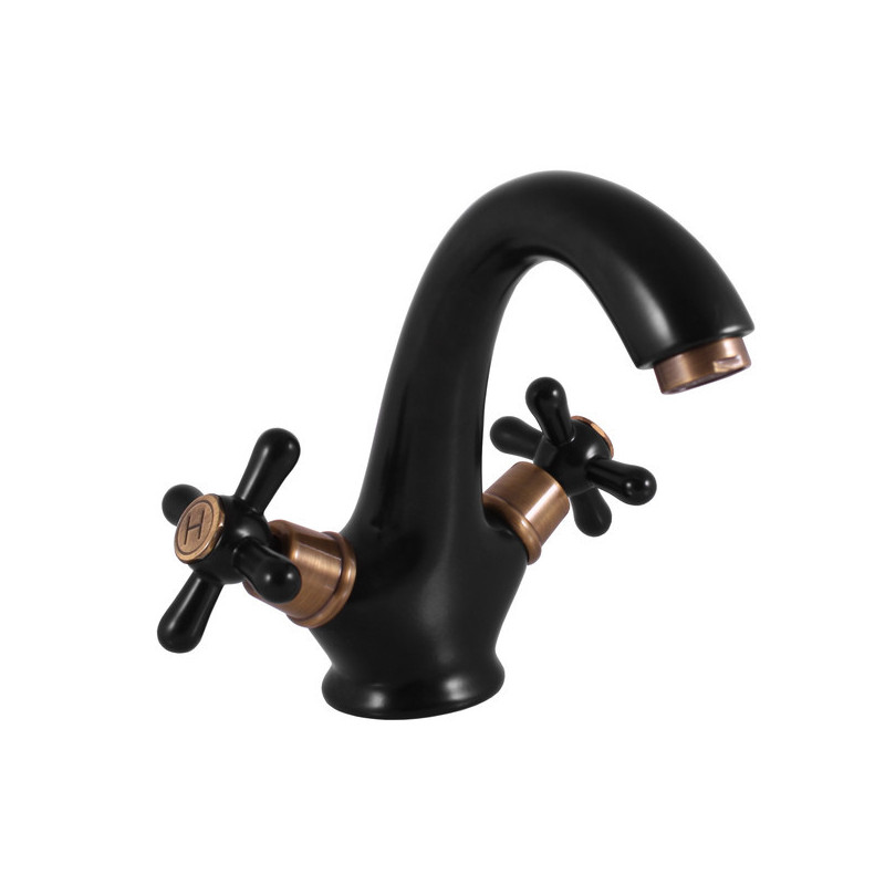 Umyvadlová baterie RAV SLEZÁK Morava bez výpusti černá/stará mosaz MK128.0CMATSM