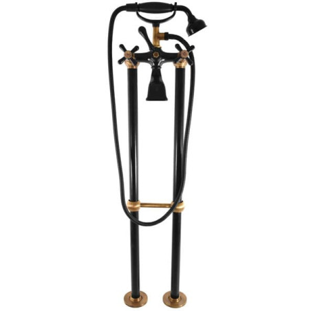 Vanová baterie RAV SLEZÁK Morava se sprchovým setem 150 mm černá/stará mosaz MK150.5/2CMATSM