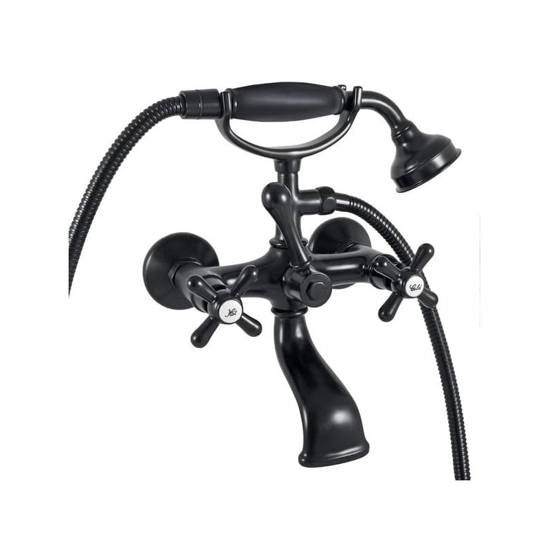 Vanová baterie RAV SLEZÁK Morava se sprchovým setem 150 mm černá MK159.5/2CMAT