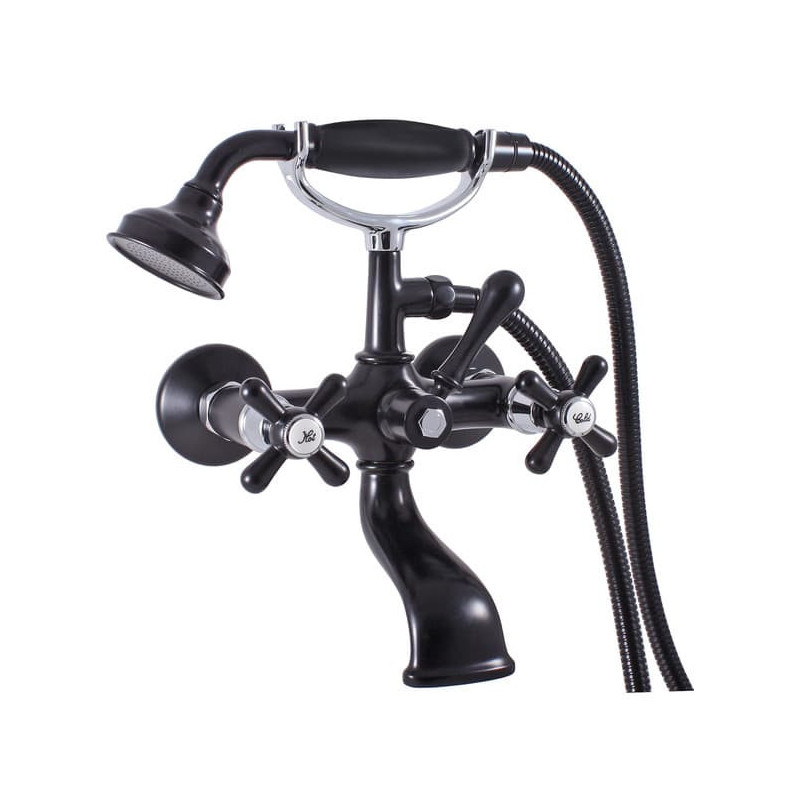 Vanová baterie RAV SLEZÁK Morava se sprchovým setem 150 mm černá/chrom MK159.5/2CMATC