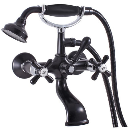 Vanová baterie RAV SLEZÁK Morava se sprchovým setem 150 mm černá/chrom MK159.5/2CMATC