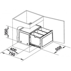 Odpadkový koš, sorter vestavný Blanco 39 l šedá mat 517470