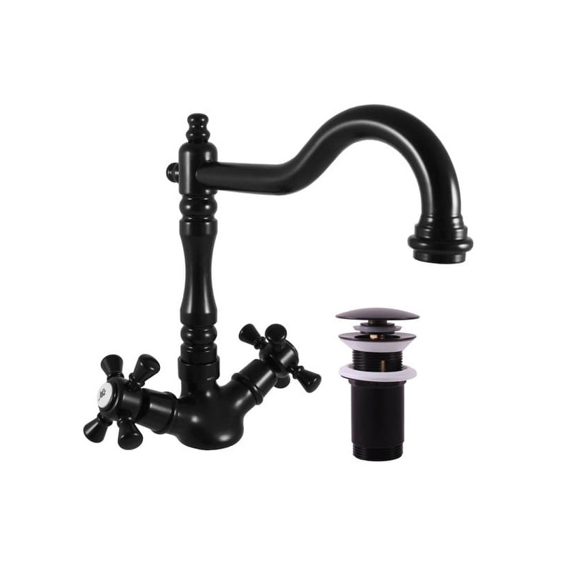 Umyvadlová baterie RAV SLEZÁK Morava s clic-clacem černá MK321.5/8CMAT