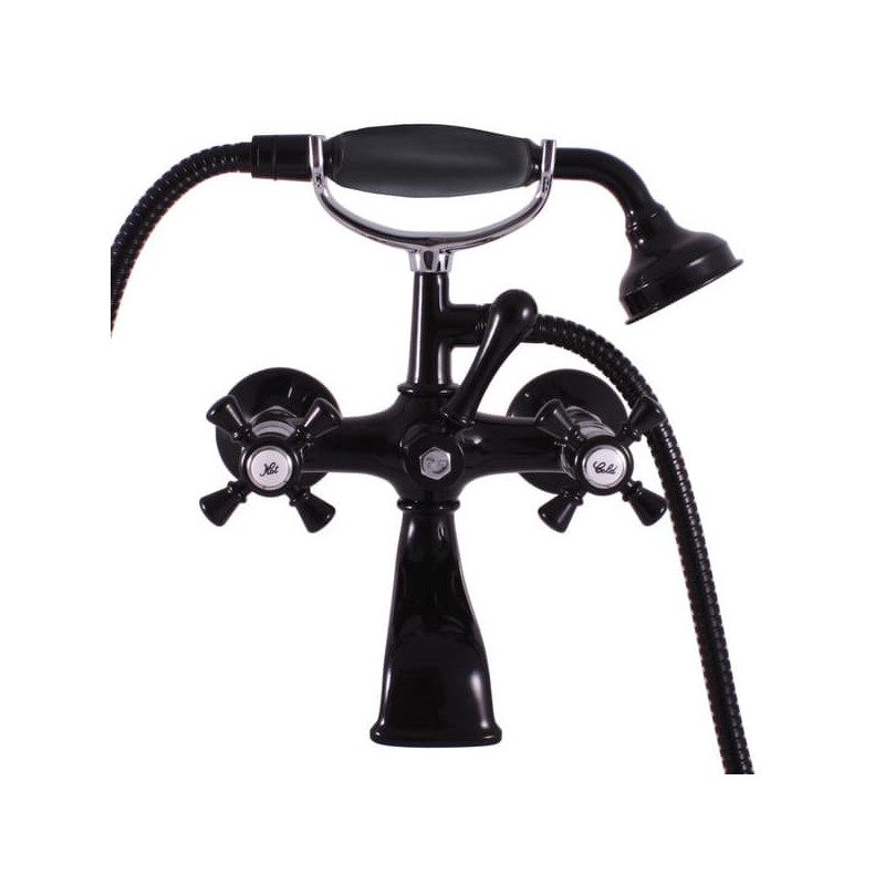 Vanová baterie RAV SLEZÁK Morava se sprchovým setem 150 mm černá/chrom MK359.5/2CMATC