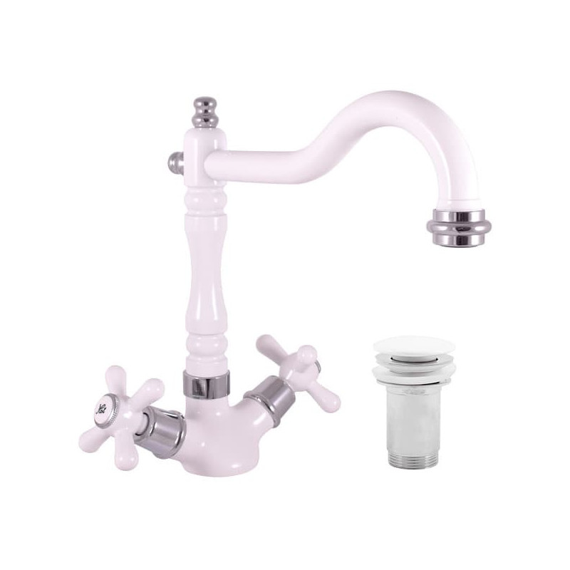 Umyvadlová baterie RAV SLEZÁK Morava s clic-clacem bílá/chrom MK121.5/8BC