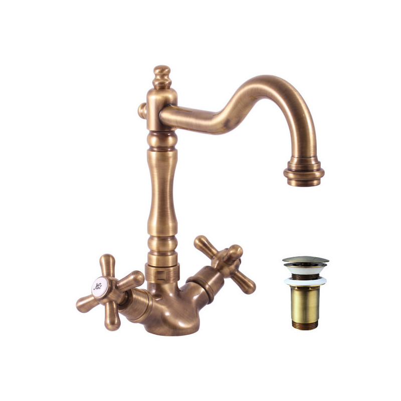 Umyvadlová baterie RAV SLEZÁK Morava s clic-clacem stará mosaz MK121.5/8SM